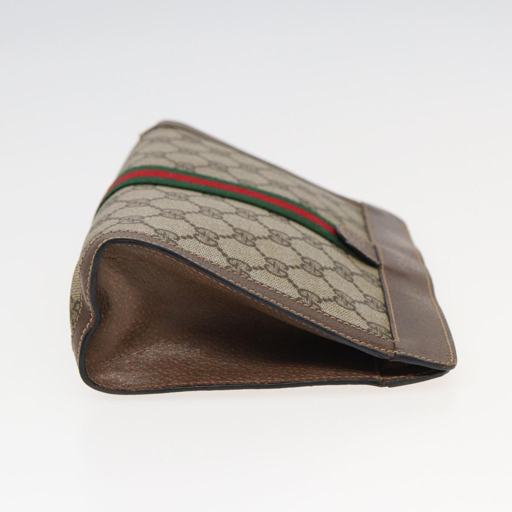 GUCCI GG Supreme Web Sherry Line Clutch Bag PVC Beige 89 01 001 83241