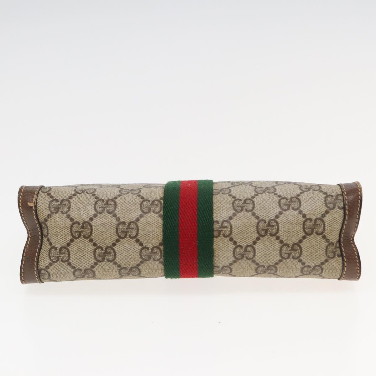 GUCCI GG Supreme Web Sherry Line Clutch Bag PVC Beige 89 01 001 83241