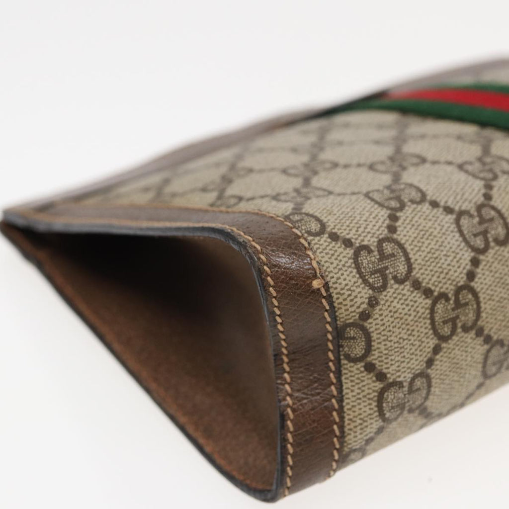GUCCI GG Supreme Web Sherry Line Clutch Bag PVC Beige 89 01 001 83241