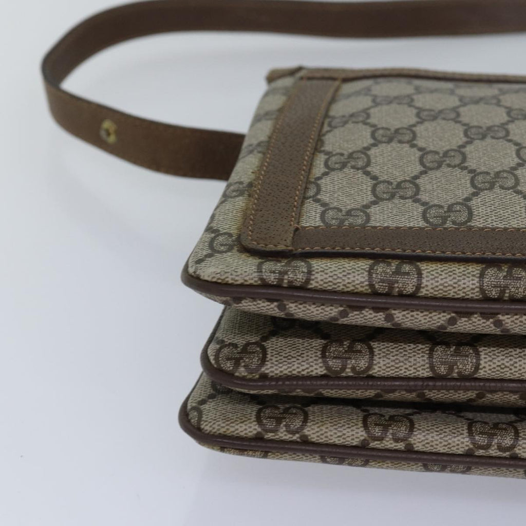 GUCCI GG Canvas Web Sherry Line Shoulder Bag PVC Leather Beige Green 83269