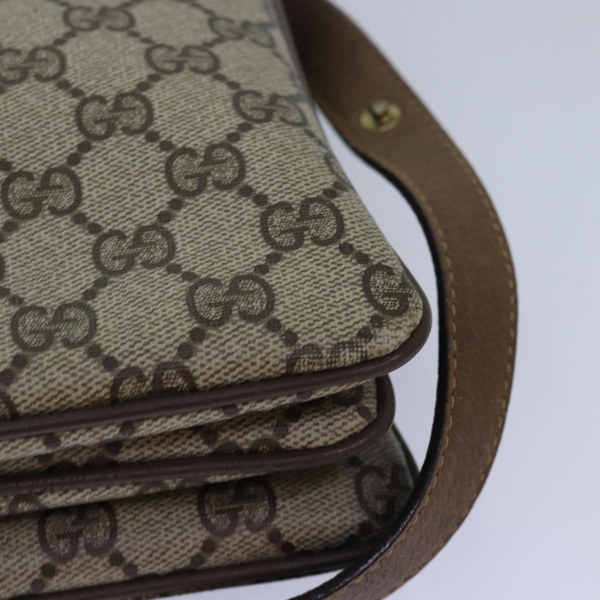 GUCCI GG Canvas Web Sherry Line Shoulder Bag PVC Leather Beige Green 83269