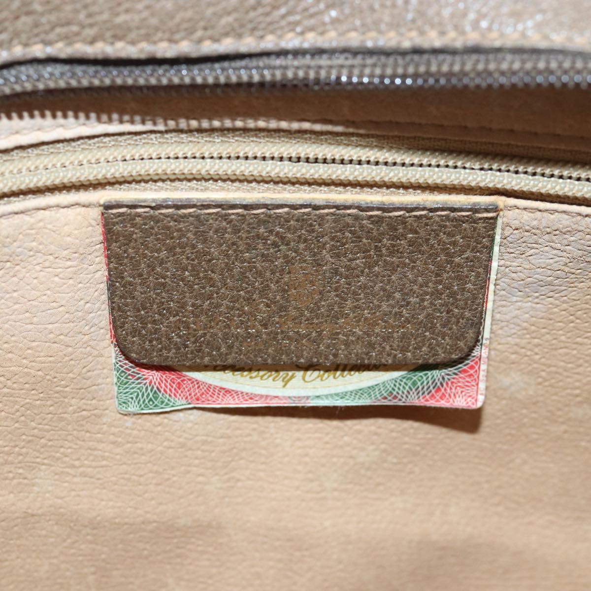 GUCCI GG Canvas Web Sherry Line Shoulder Bag PVC Leather Beige Green 83269