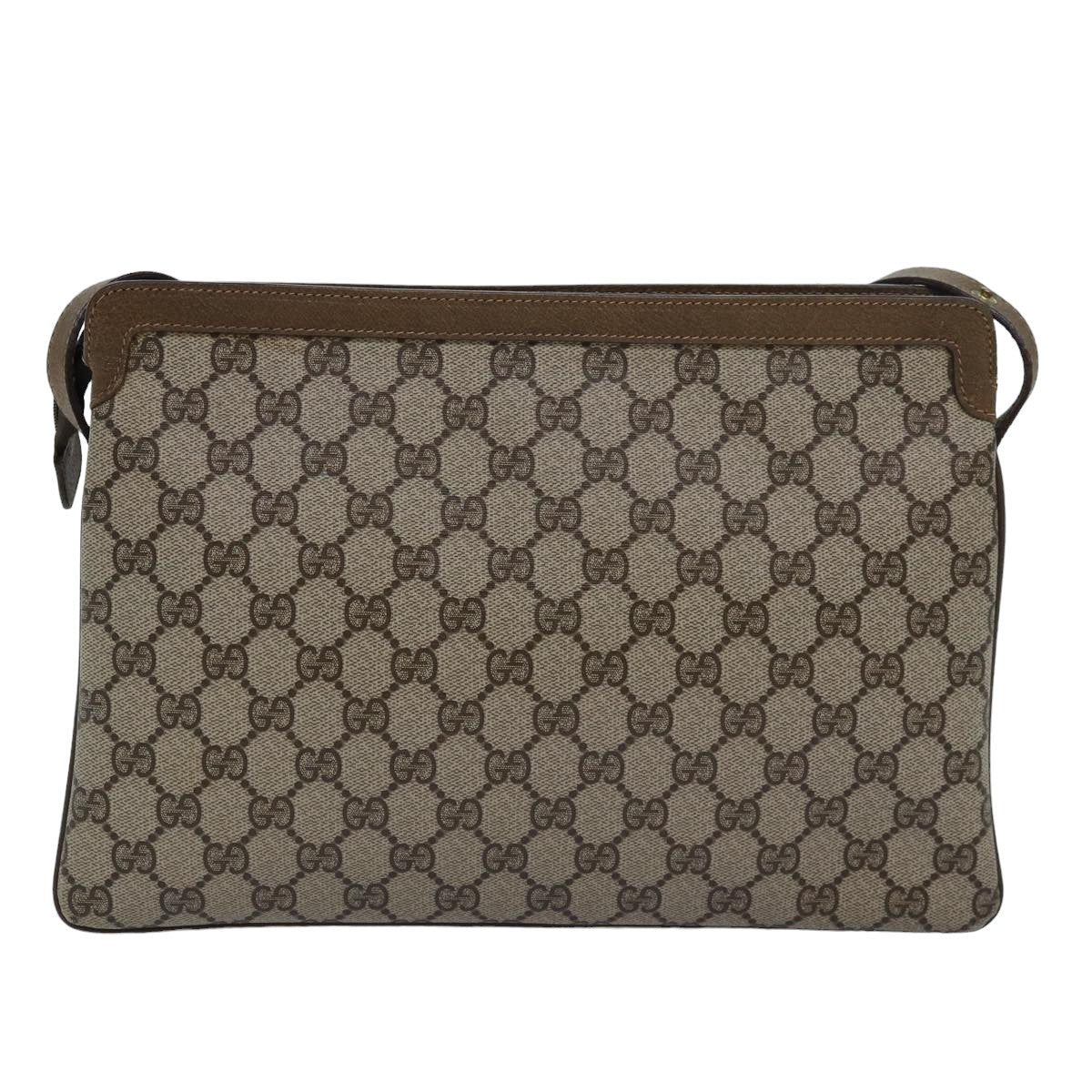GUCCI GG Canvas Web Sherry Line Shoulder Bag PVC Leather Beige Green 83269