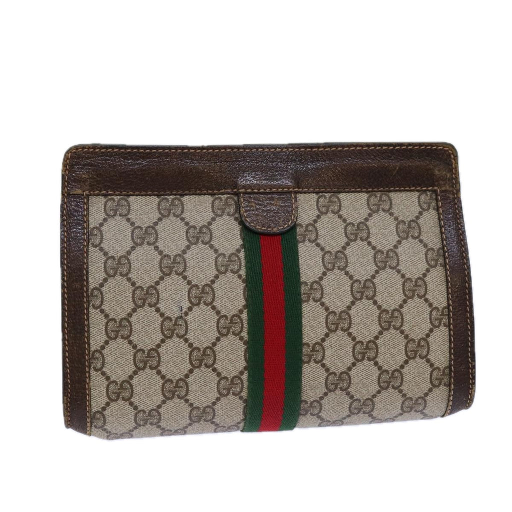 GUCCI GG Supreme Web Sherry Line Clutch Bag PVC Beige 67 014 2125 83284