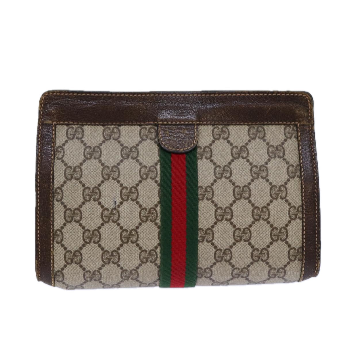 GUCCI GG Supreme Web Sherry Line Clutch Bag PVC Beige 67 014 2125 83284