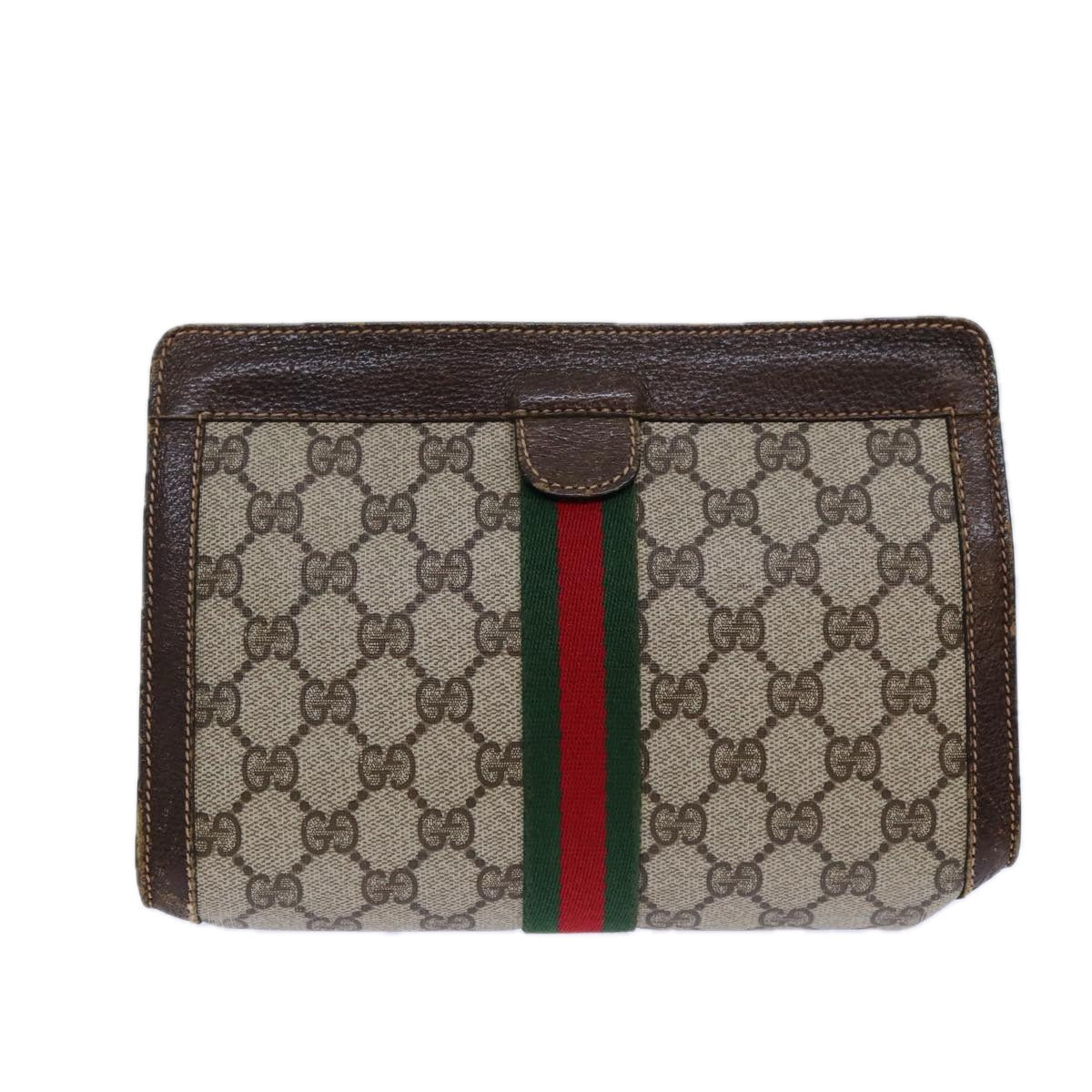 GUCCI GG Supreme Web Sherry Line Clutch Bag PVC Beige 67 014 2125 83284