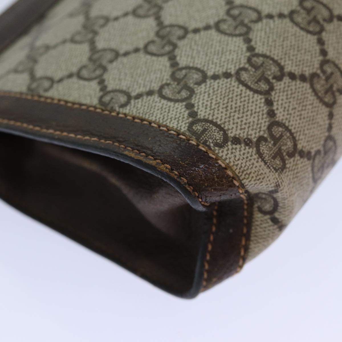 GUCCI GG Supreme Web Sherry Line Clutch Bag PVC Beige 67 014 2125 83284