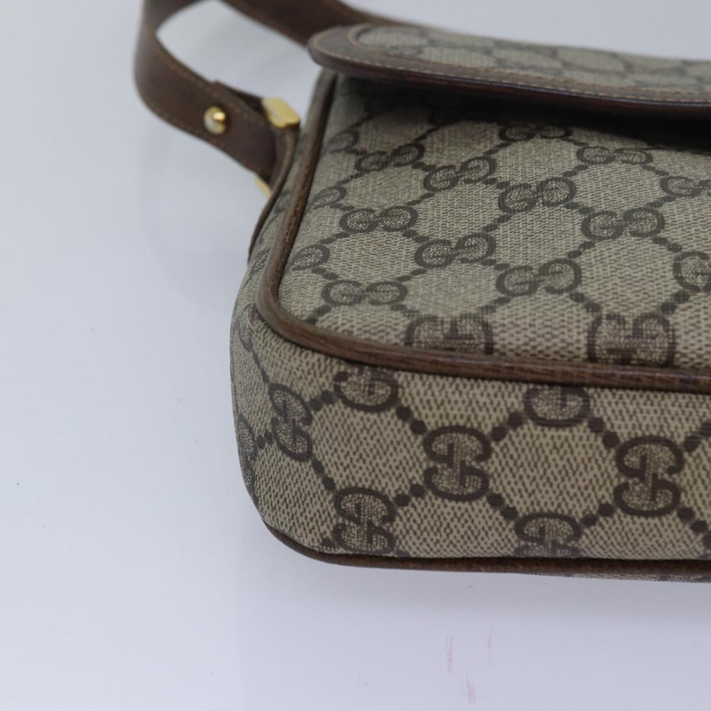 GUCCI GG Canvas Web Sherry Line Shoulder Bag PVC Leather Beige Green 83285