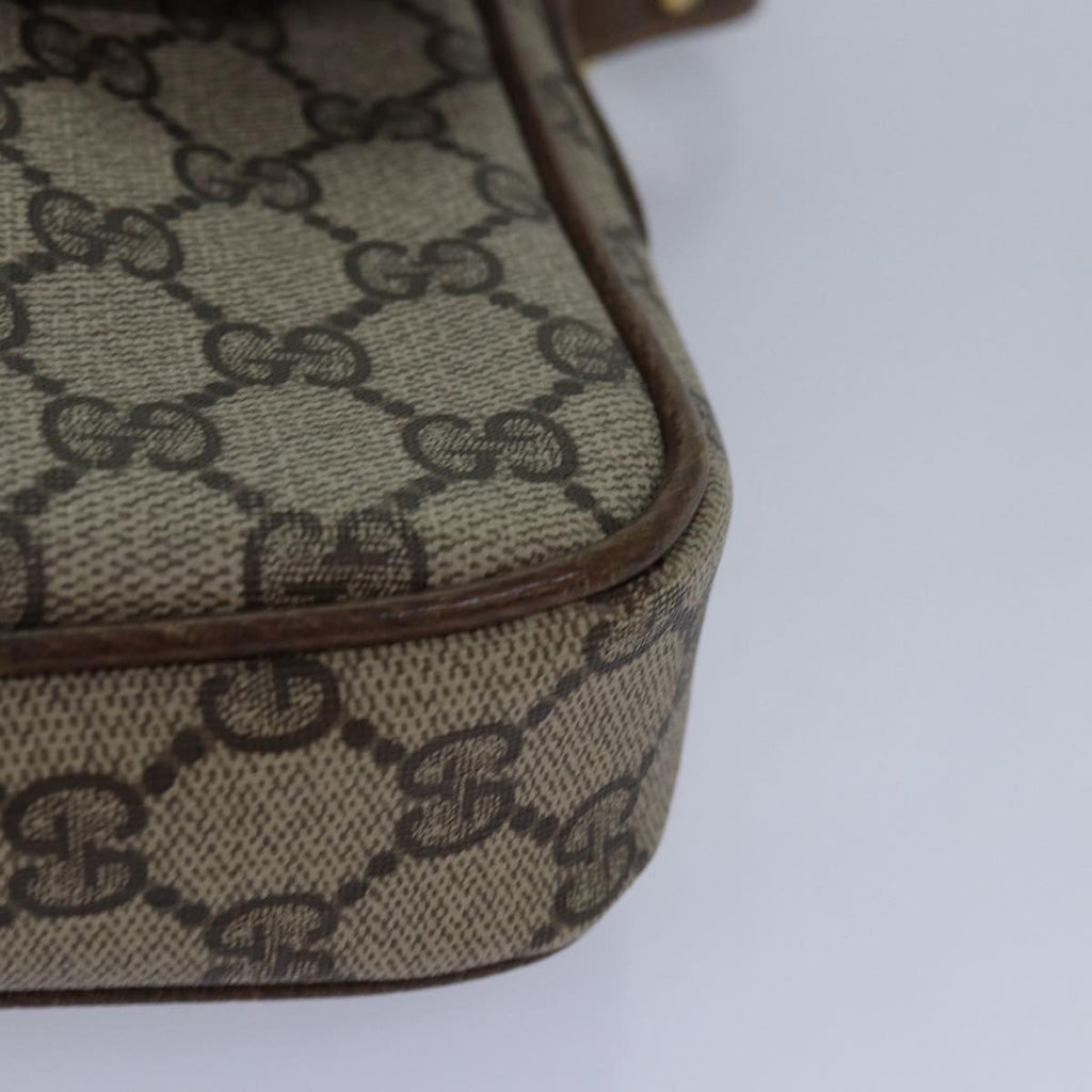 GUCCI GG Canvas Web Sherry Line Shoulder Bag PVC Leather Beige Green 83285