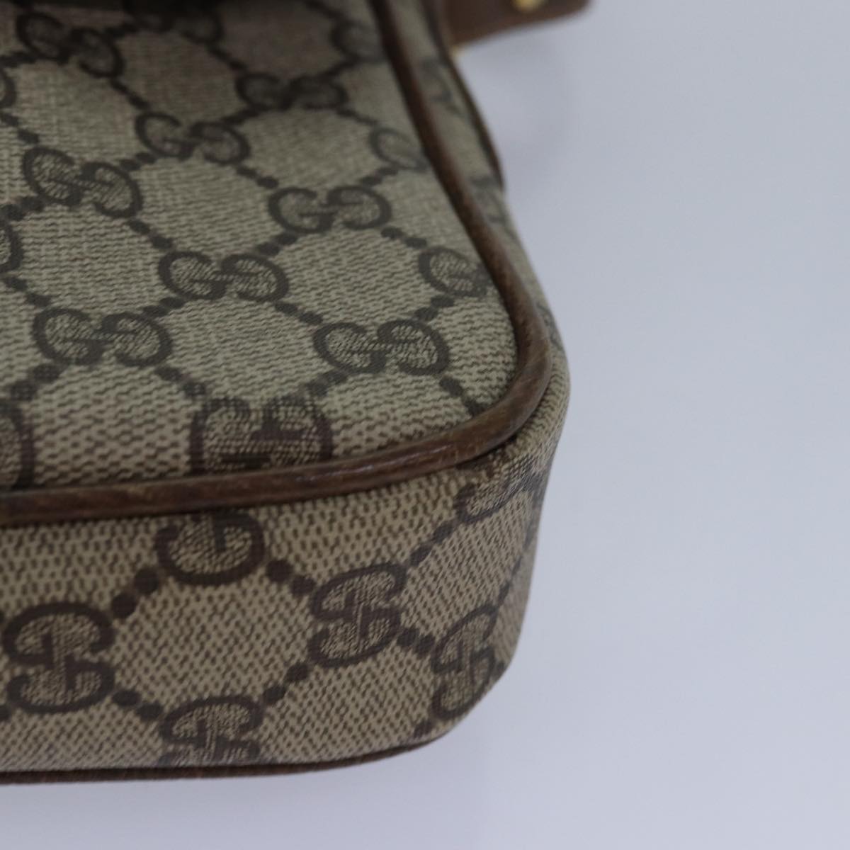 GUCCI GG Canvas Web Sherry Line Shoulder Bag PVC Leather Beige Green 83285