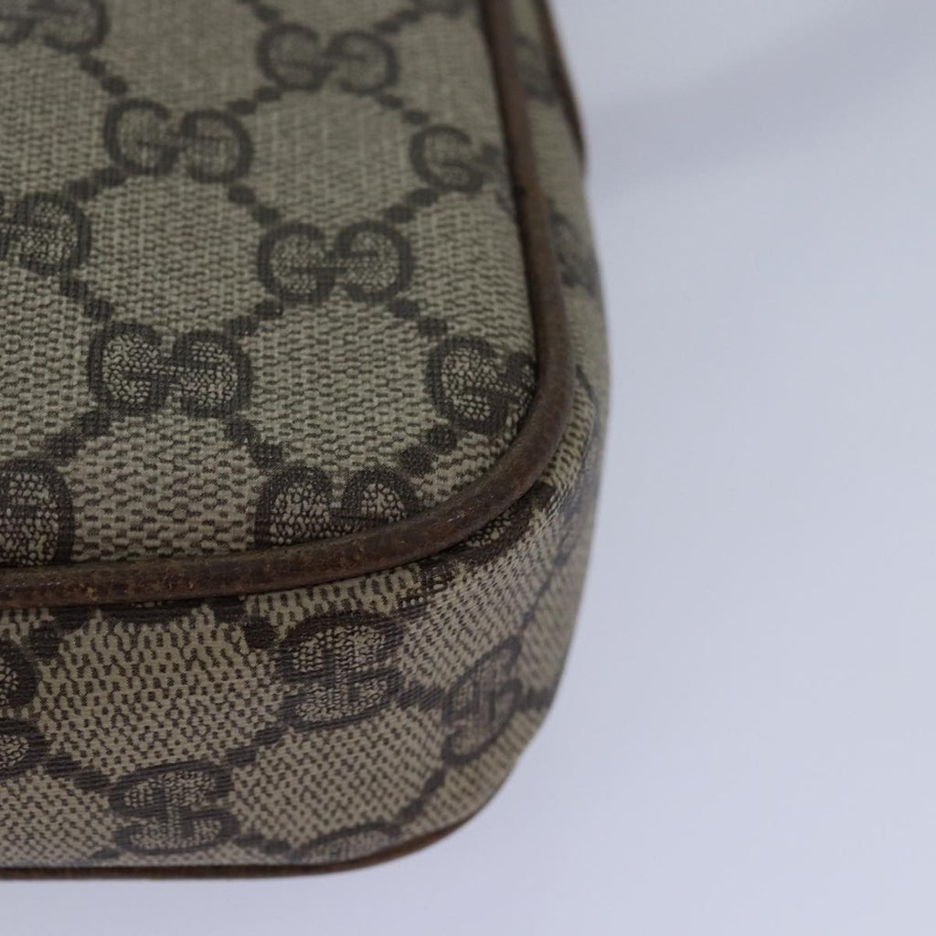 GUCCI GG Canvas Web Sherry Line Shoulder Bag PVC Leather Beige Green 83285