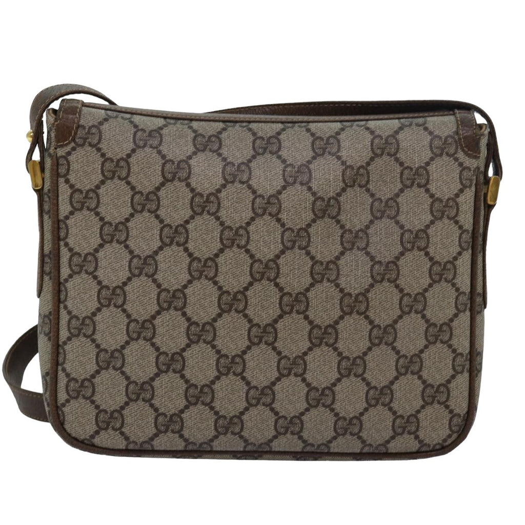 GUCCI GG Canvas Web Sherry Line Shoulder Bag PVC Leather Beige Green 83285