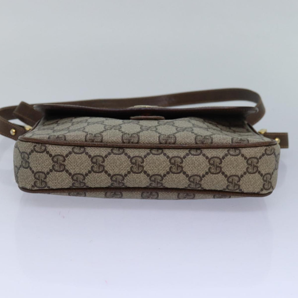 GUCCI GG Canvas Web Sherry Line Shoulder Bag PVC Leather Beige Green 83285