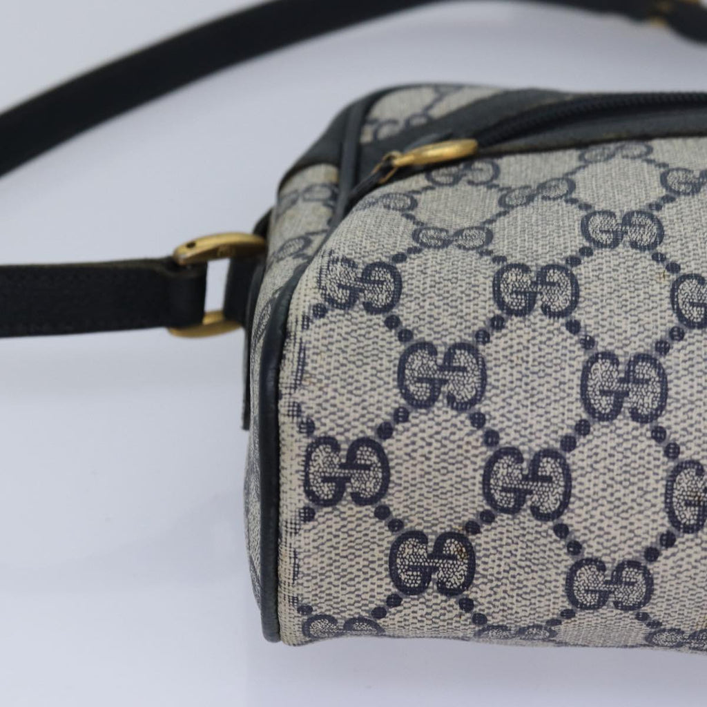 GUCCI GG Canvas Sherry Line Shoulder Bag PVC Leather Navy Red 83291