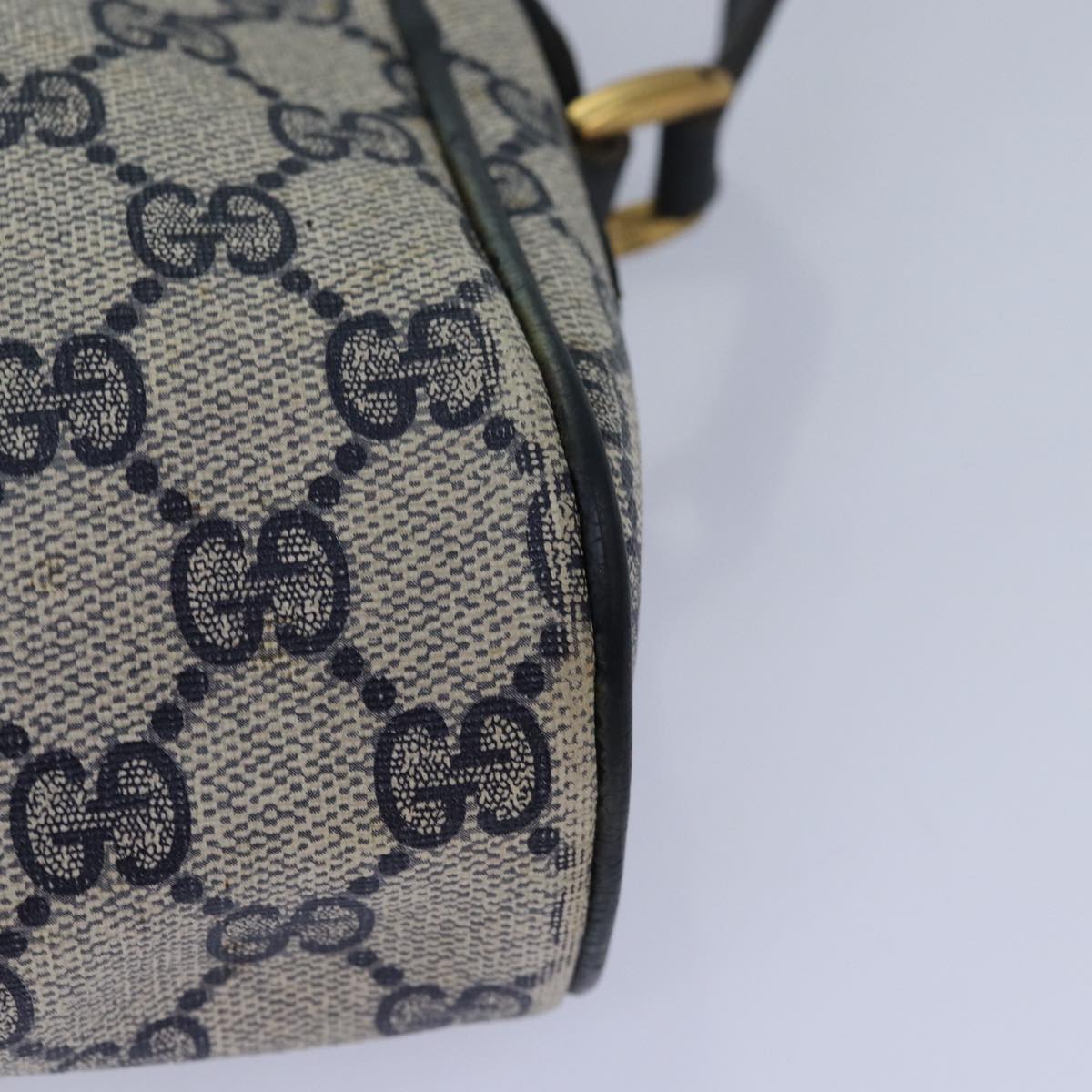GUCCI GG Canvas Sherry Line Shoulder Bag PVC Leather Navy Red 83291