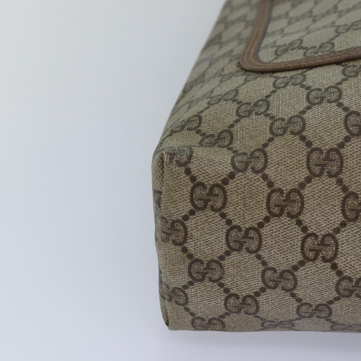 GUCCI GG Supreme Web Sherry Line Tote Bag PVC Leather Beige 39 02 003 83298
