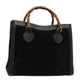 GUCCI Bamboo Hand Bag Suede Black 83299