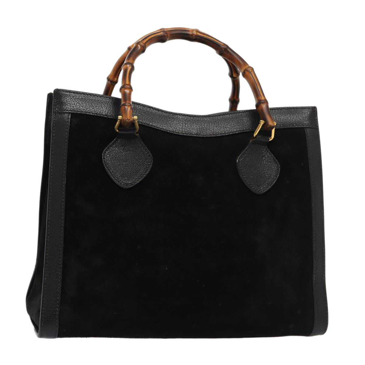 GUCCI Bamboo Hand Bag Suede Black 83299