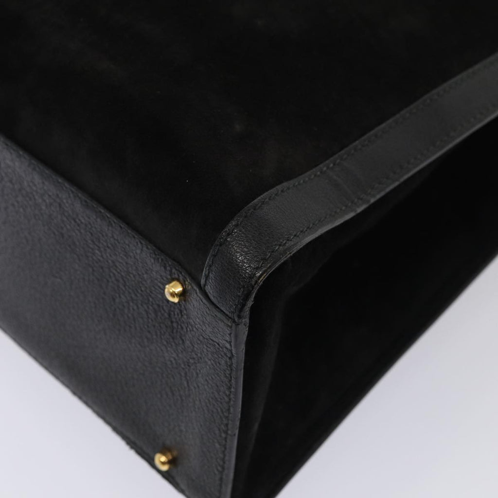 GUCCI Bamboo Hand Bag Suede Black 83299
