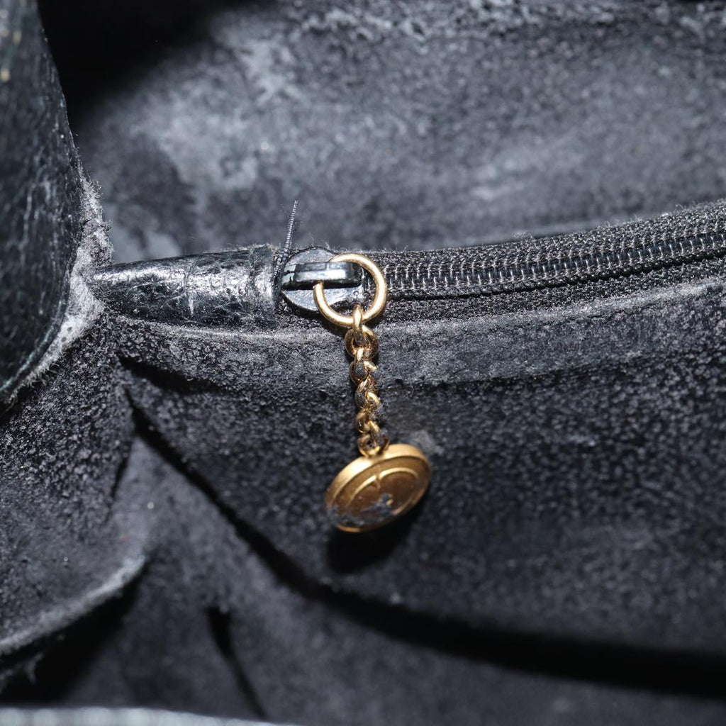 GUCCI Bamboo Hand Bag Suede Black 83299
