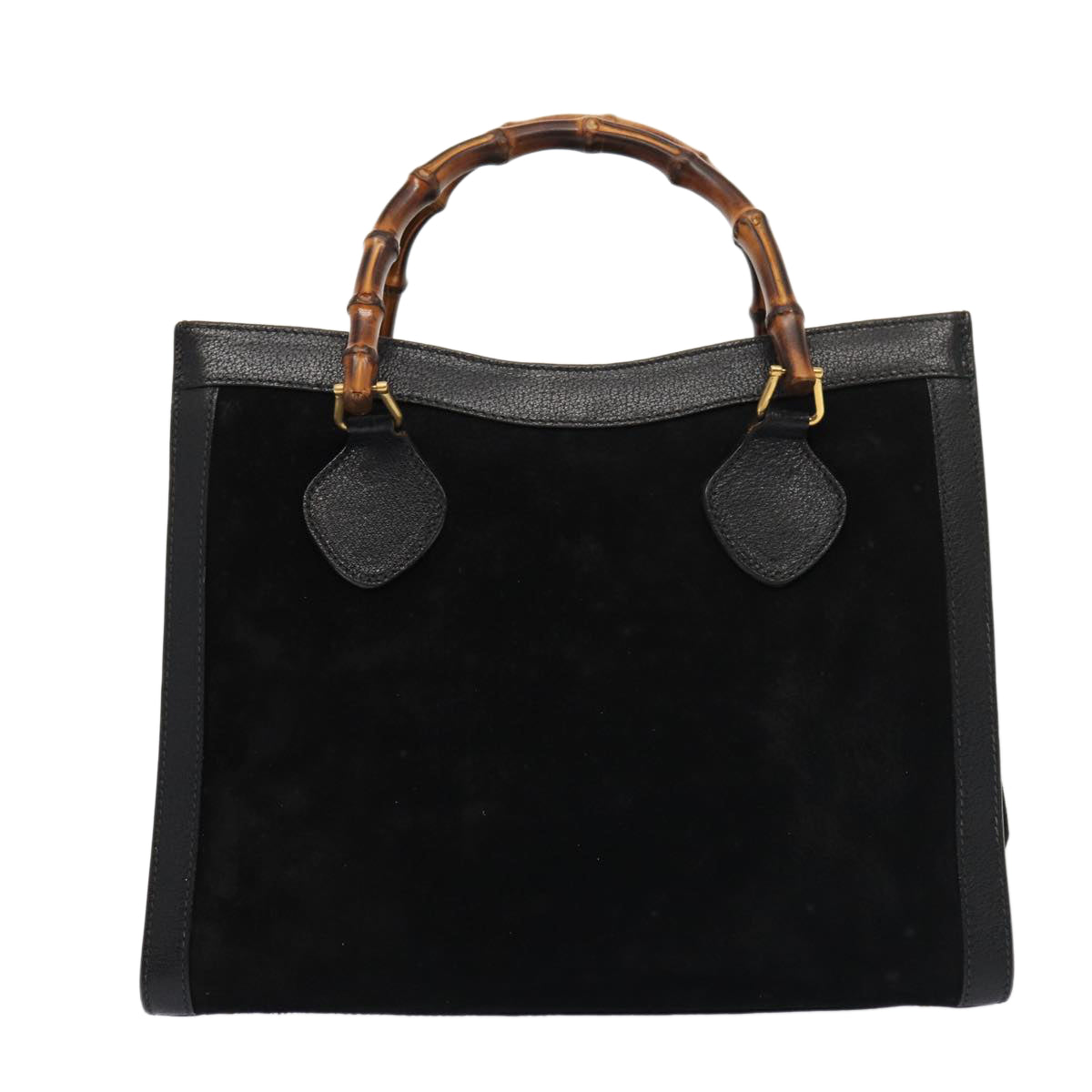 GUCCI Bamboo Hand Bag Suede Black 83299