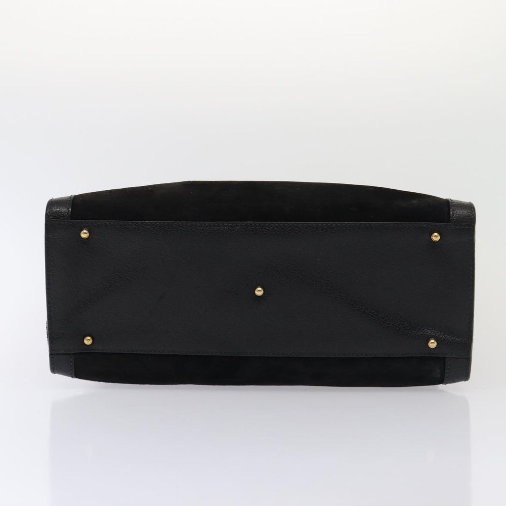 GUCCI Bamboo Hand Bag Suede Black 83299