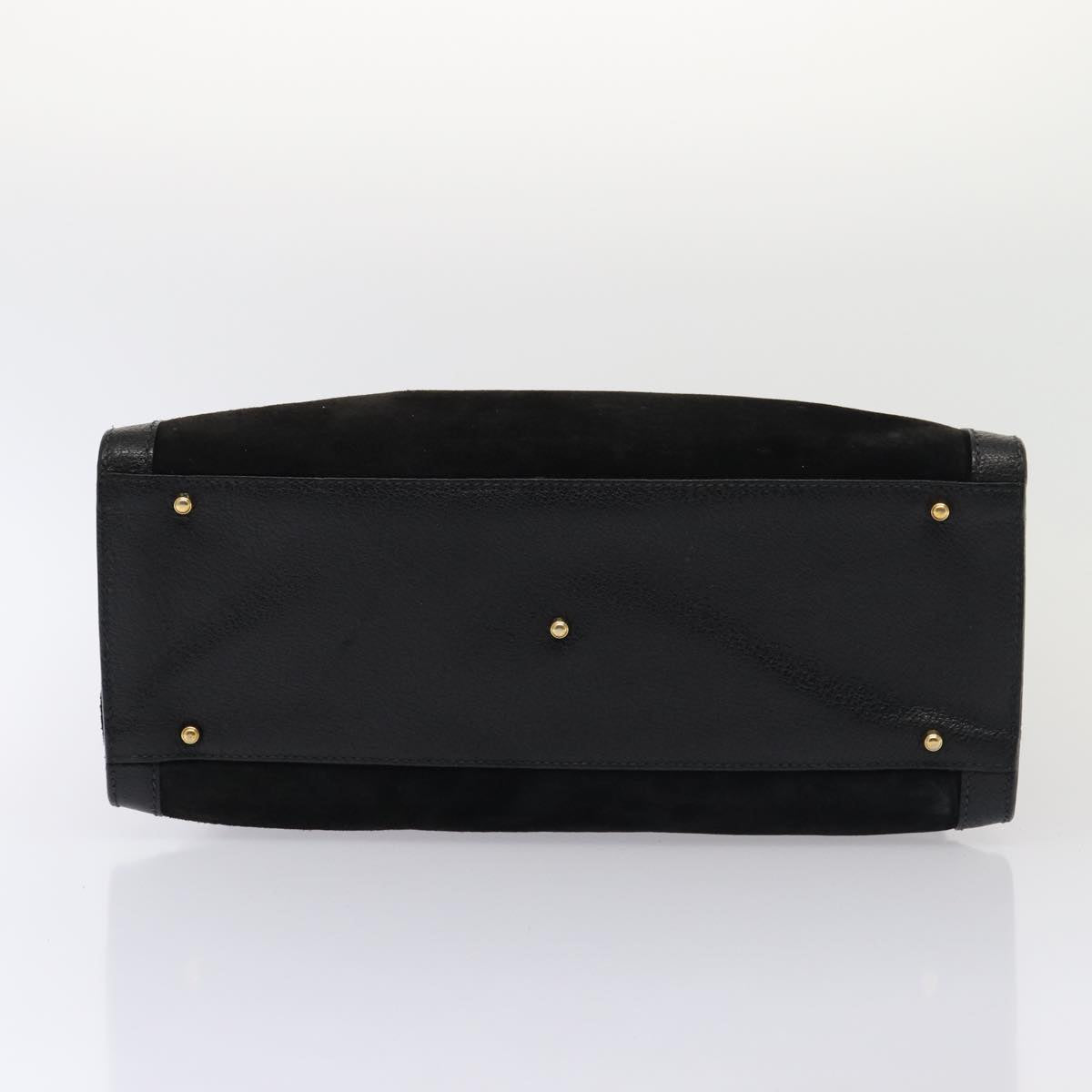 GUCCI Bamboo Hand Bag Suede Black 83299