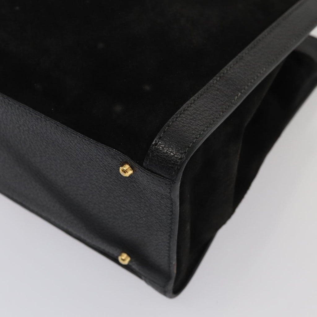 GUCCI Bamboo Hand Bag Suede Black 83299