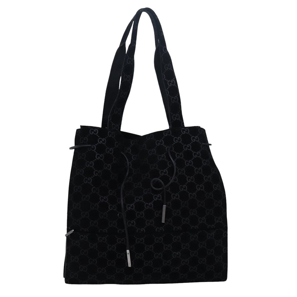 GUCCI GG Canvas Tote Bag Suede Black 002 1052 001998 83300