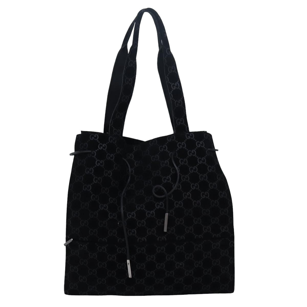 GUCCI GG Canvas Tote Bag Suede Black 002 1052 001998 83300