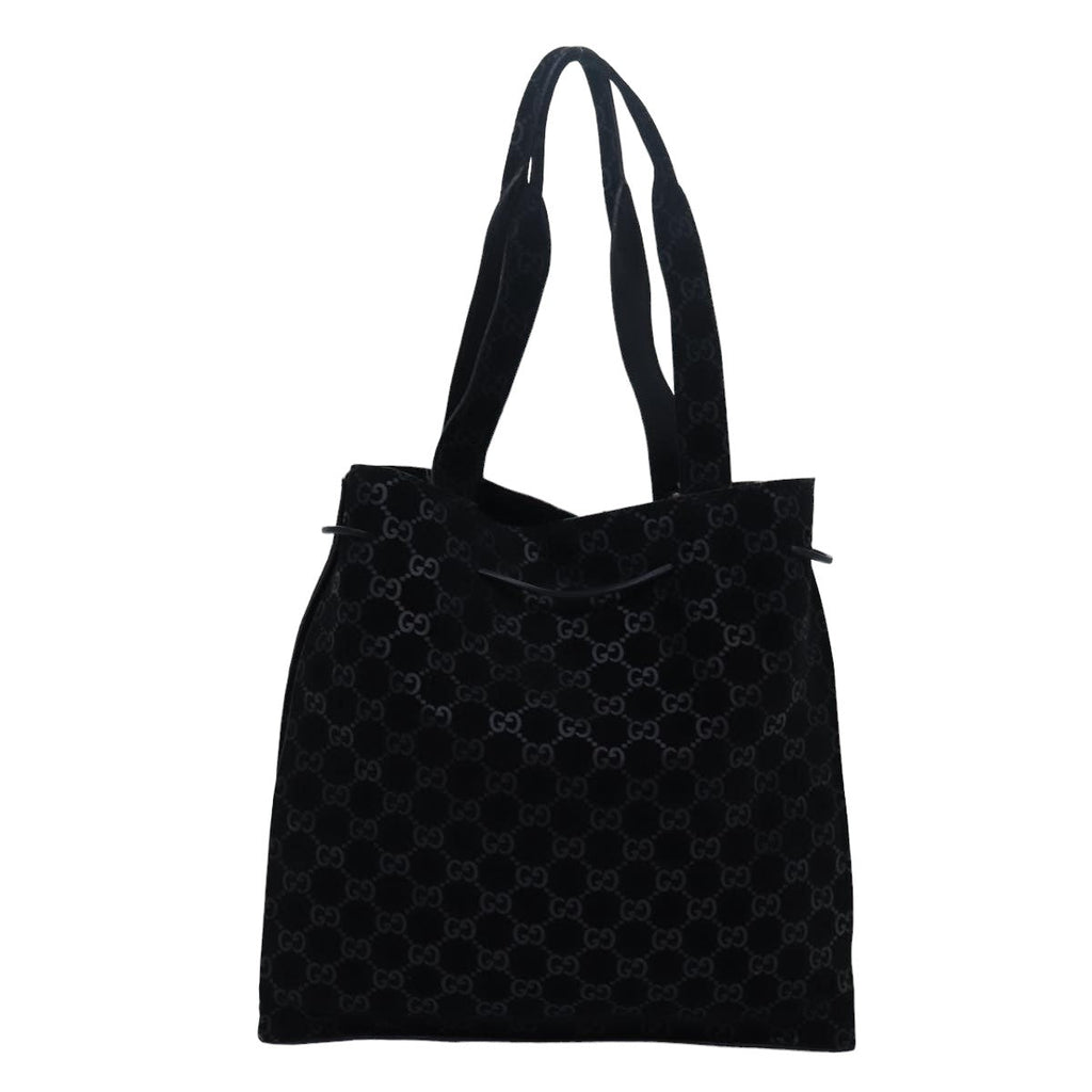 GUCCI GG Canvas Tote Bag Suede Black 002 1052 001998 83300