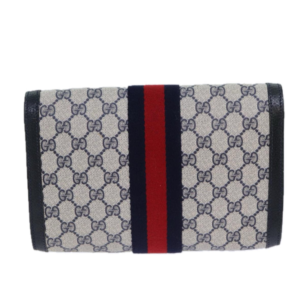 GUCCI GG Supreme Sherry Line Clutch Bag PVC Red Navy 89 01 006 83303