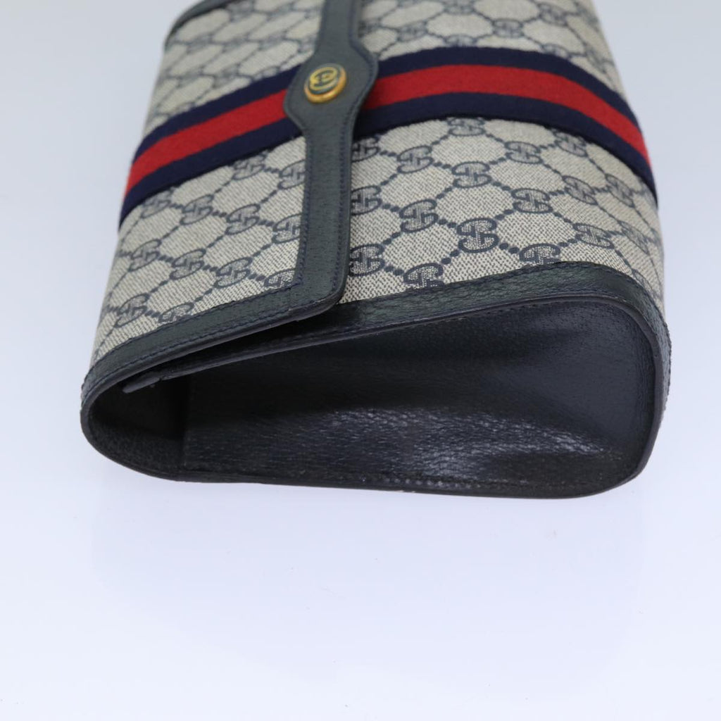 GUCCI GG Supreme Sherry Line Clutch Bag PVC Red Navy 89 01 006 83303