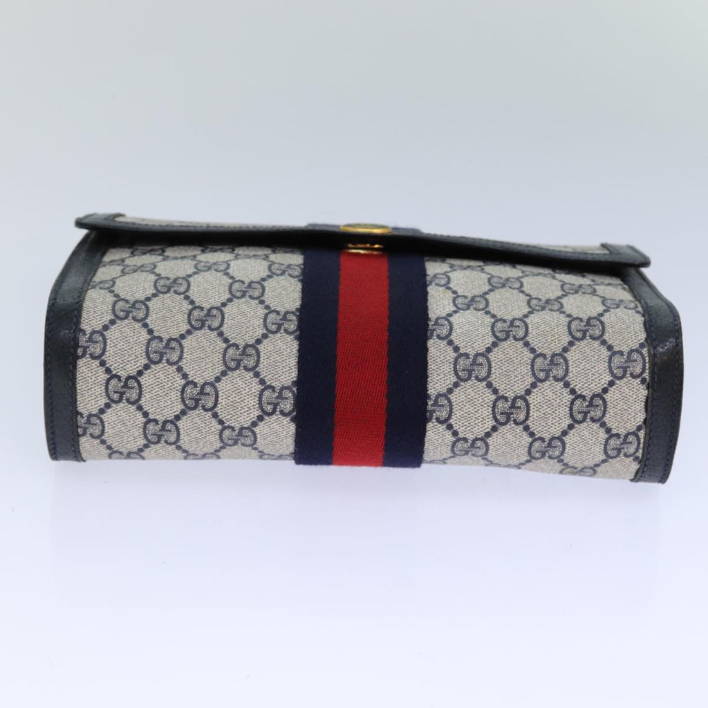 GUCCI GG Supreme Sherry Line Clutch Bag PVC Red Navy 89 01 006 83303