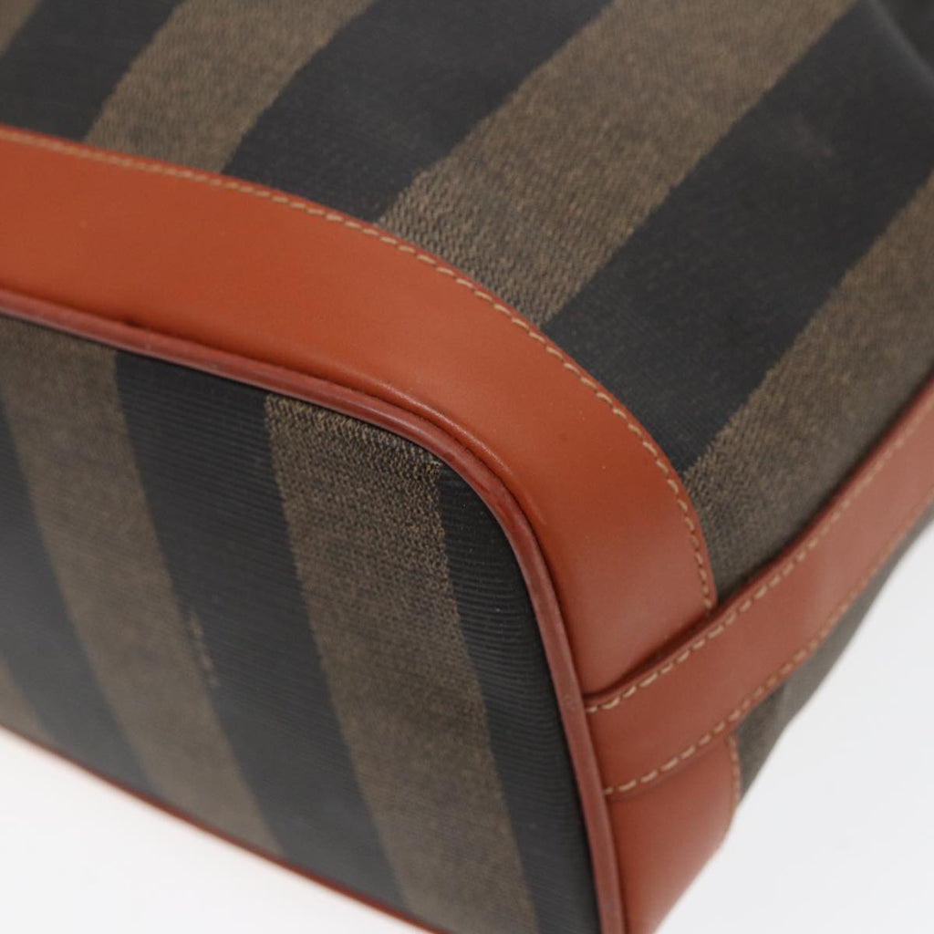 FENDI Pecan Canvas Shoulder Bag PVC Leather Brown 83311