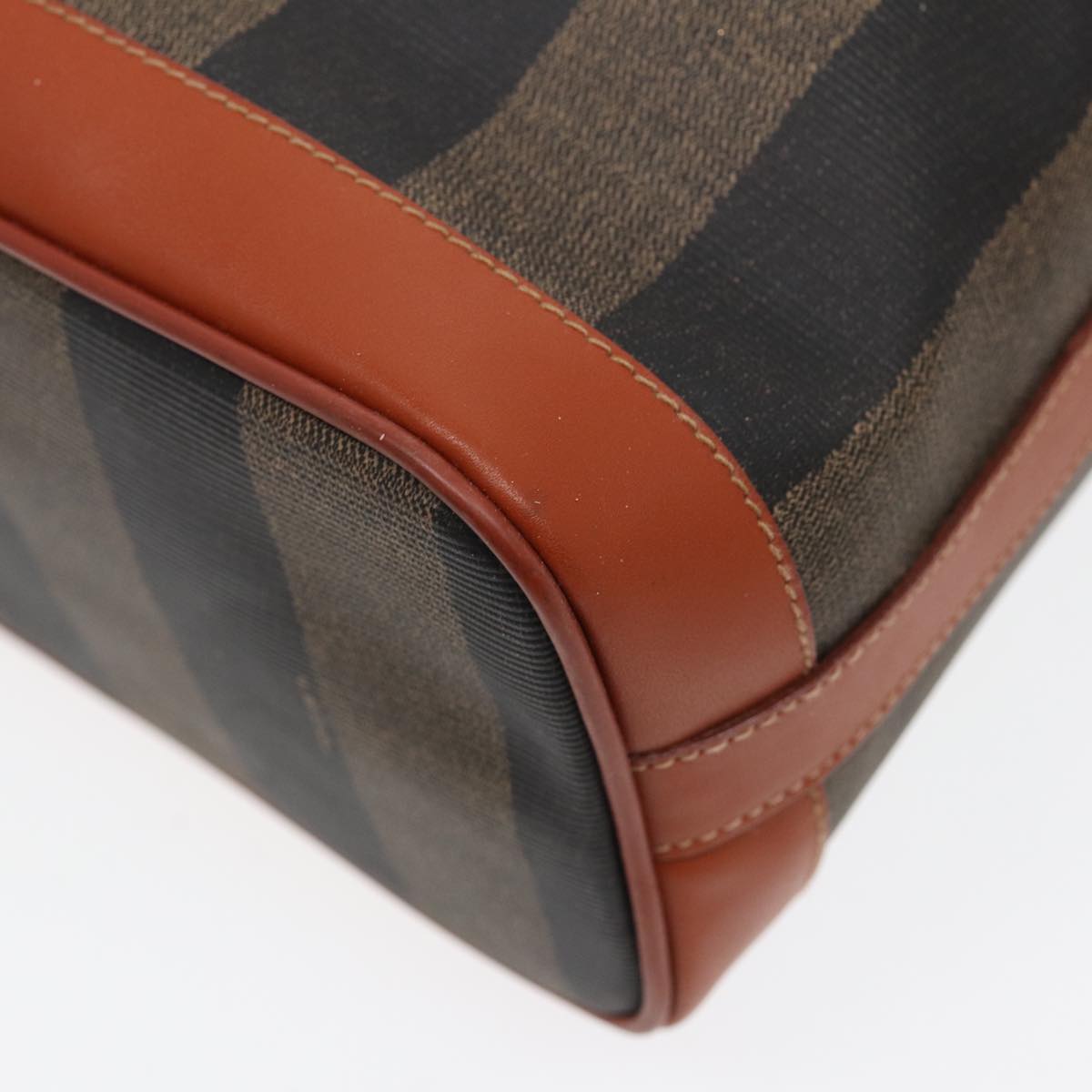 FENDI Pecan Canvas Shoulder Bag PVC Leather Brown 83311