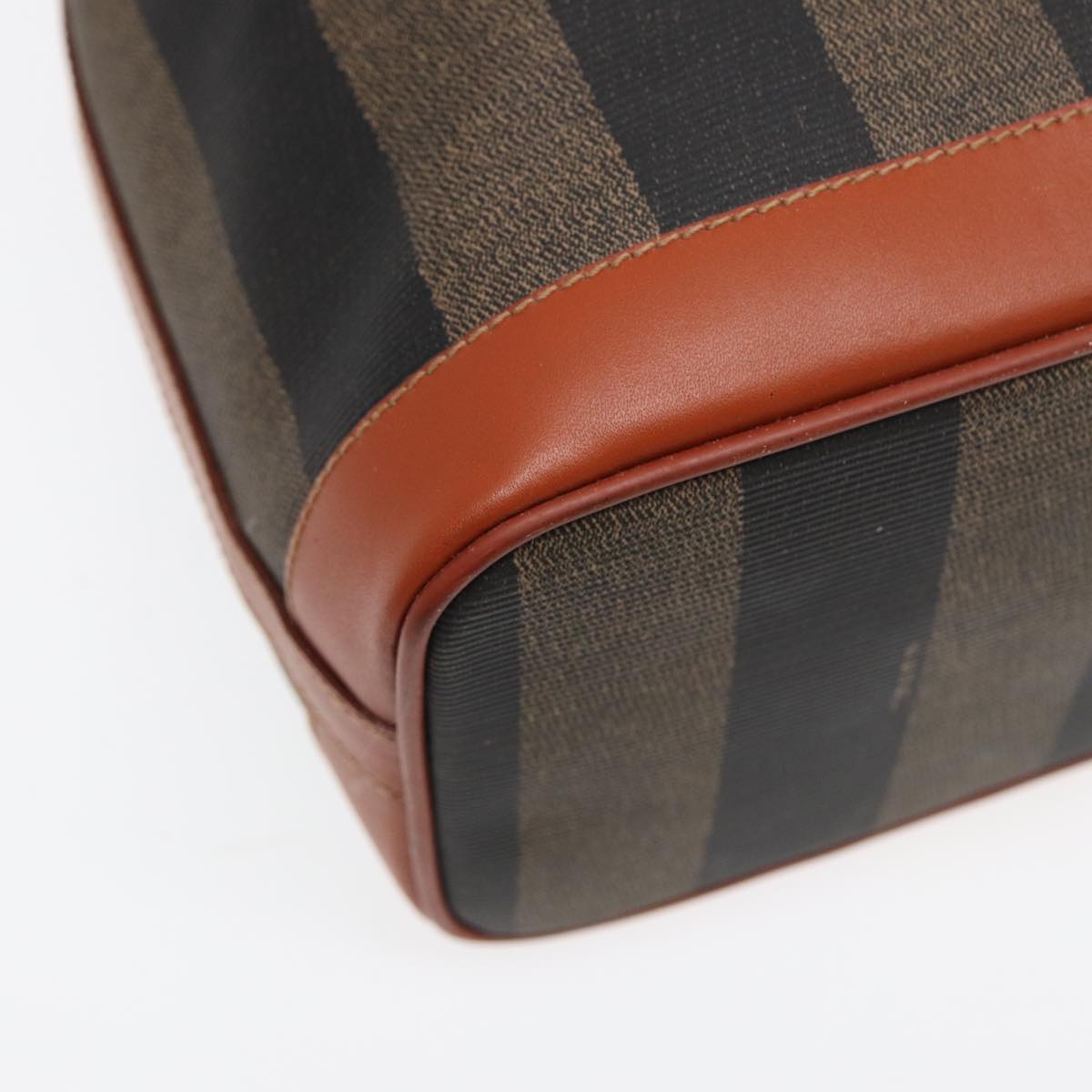 FENDI Pecan Canvas Shoulder Bag PVC Leather Brown 83311