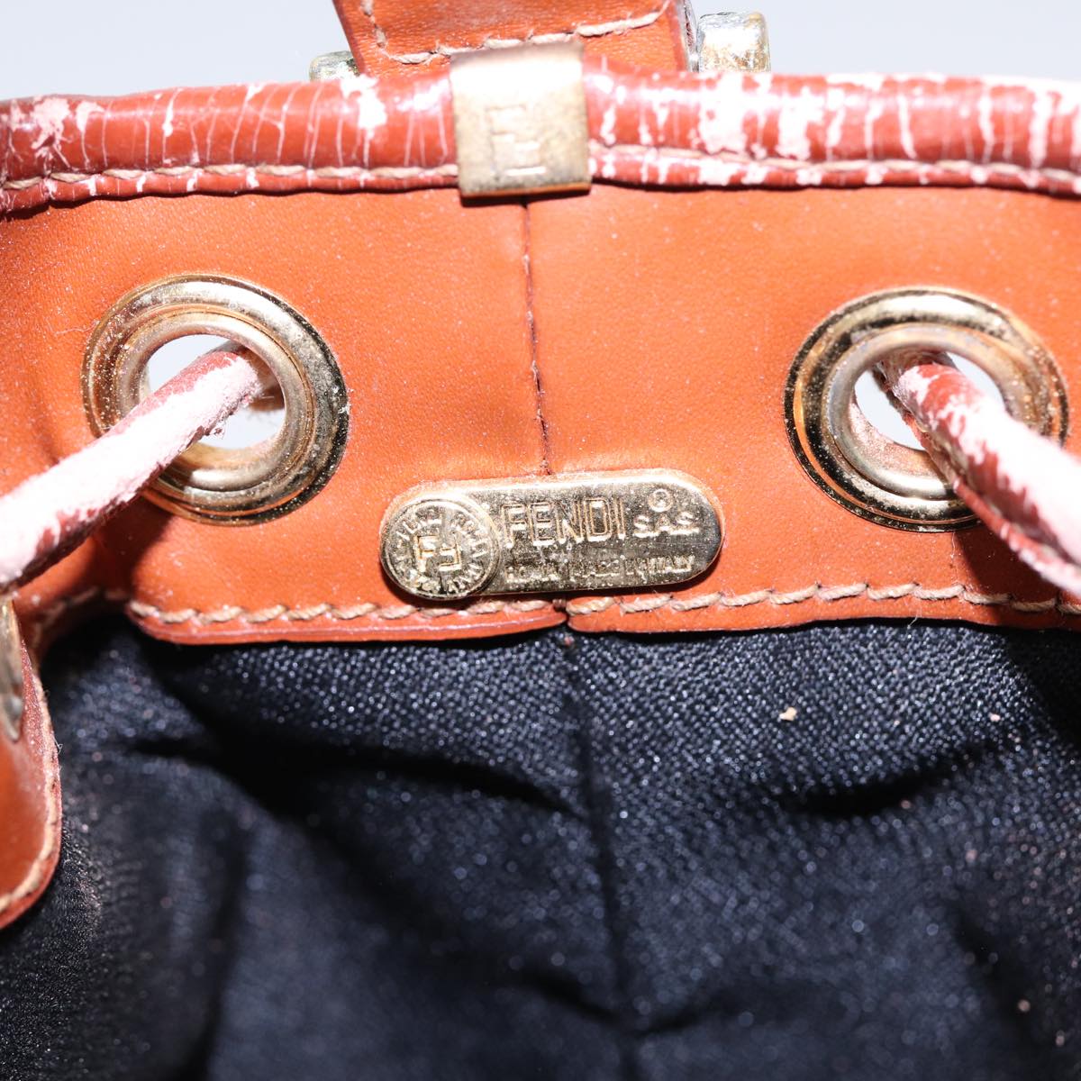 FENDI Pecan Canvas Shoulder Bag PVC Leather Brown 83311
