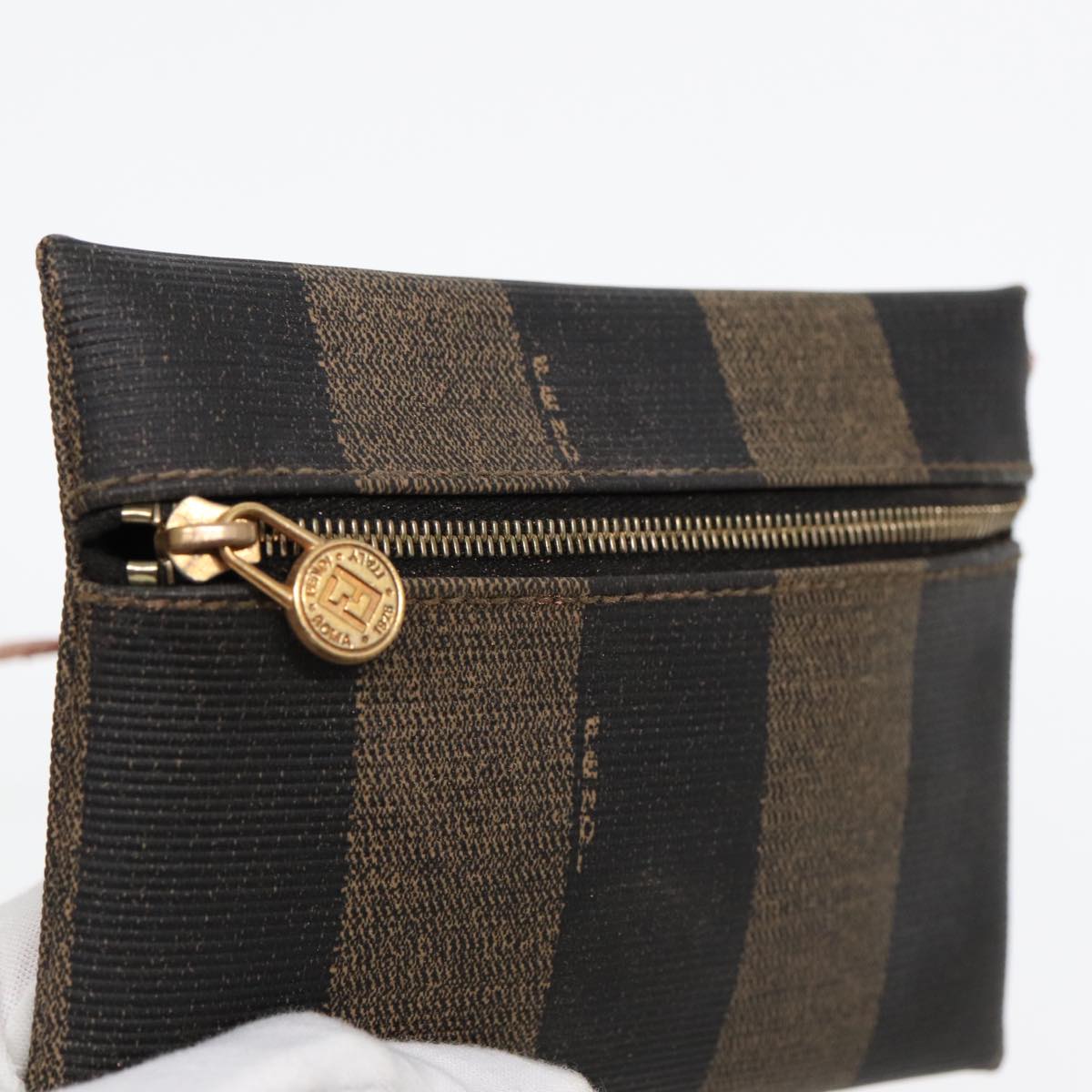 FENDI Pecan Canvas Shoulder Bag PVC Leather Brown 83311