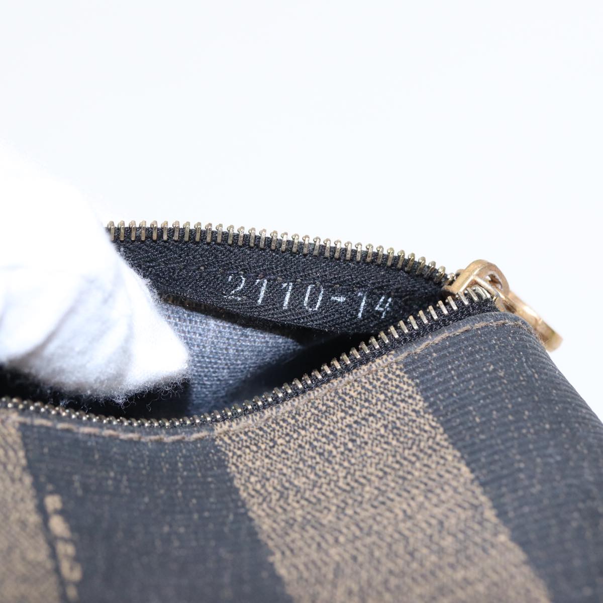FENDI Pecan Canvas Shoulder Bag PVC Leather Brown 83311