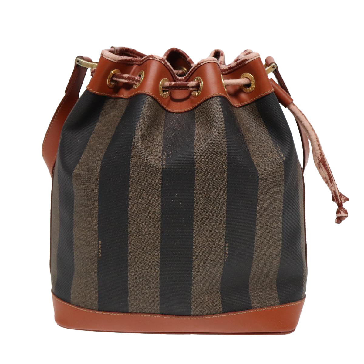 FENDI Pecan Canvas Shoulder Bag PVC Leather Brown 83311