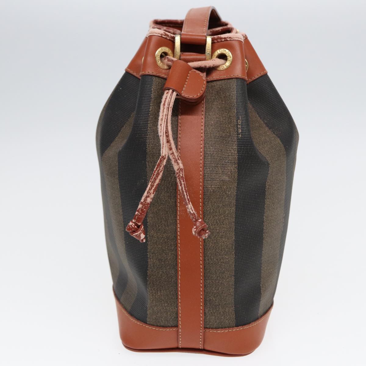 FENDI Pecan Canvas Shoulder Bag PVC Leather Brown 83311