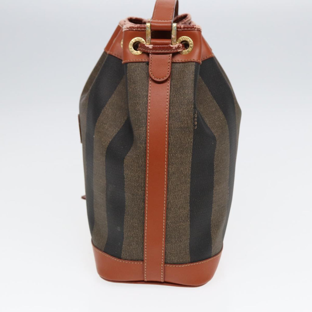 FENDI Pecan Canvas Shoulder Bag PVC Leather Brown 83311