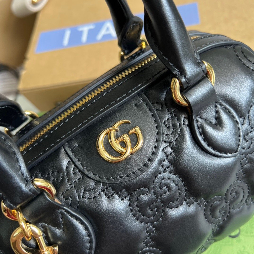 gg Matelasse Top Handle Bag Black For Women, Women’s Bags 7.5in/19cm gg ‎702251 UM8HG 1046