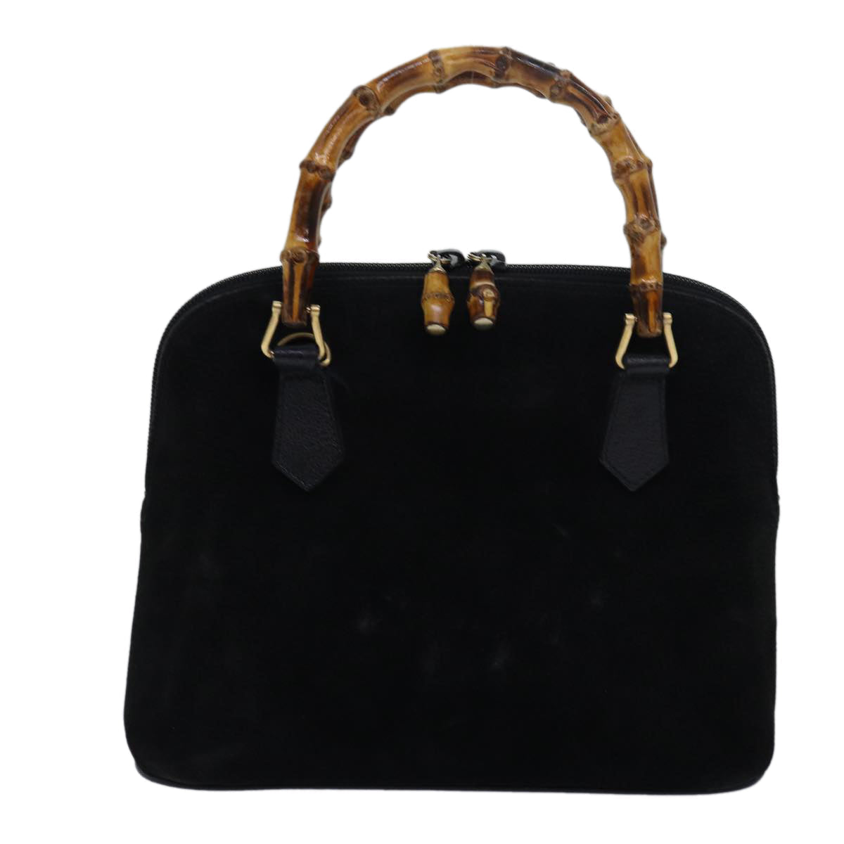GUCCI Bamboo Hand Bag Suede Black 000 1046 0290 83323