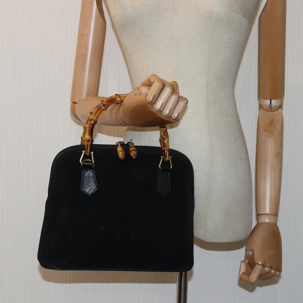 GUCCI Bamboo Hand Bag Suede Black 000 1046 0290 83323