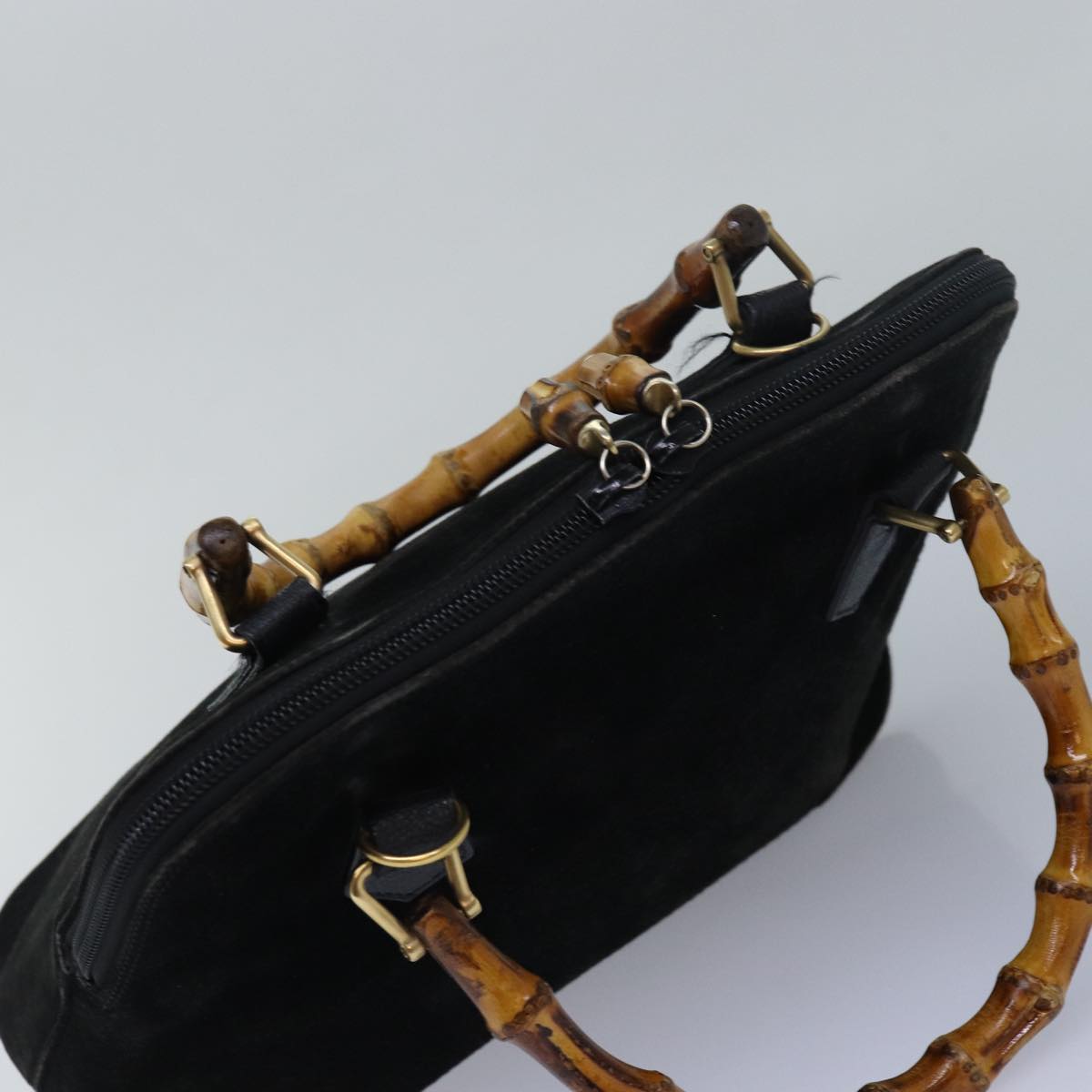 GUCCI Bamboo Hand Bag Suede Black 000 1046 0290 83323