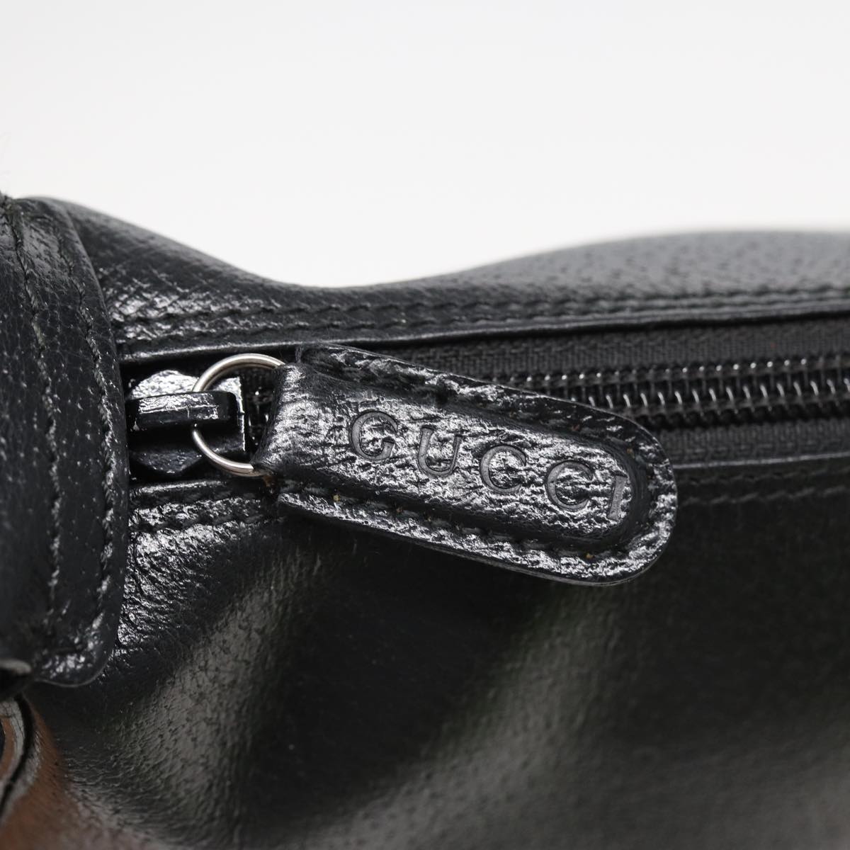 GUCCI Shoulder Bag Leather Black 83371