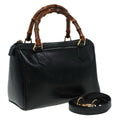 GUCCI Bamboo Hand Bag Leather 2way Black 000 122 0294 83372