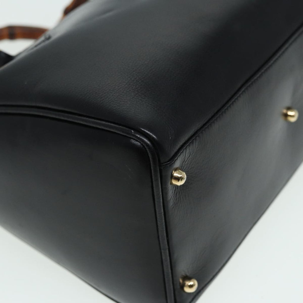 GUCCI Bamboo Hand Bag Leather 2way Black 000 122 0294 83372